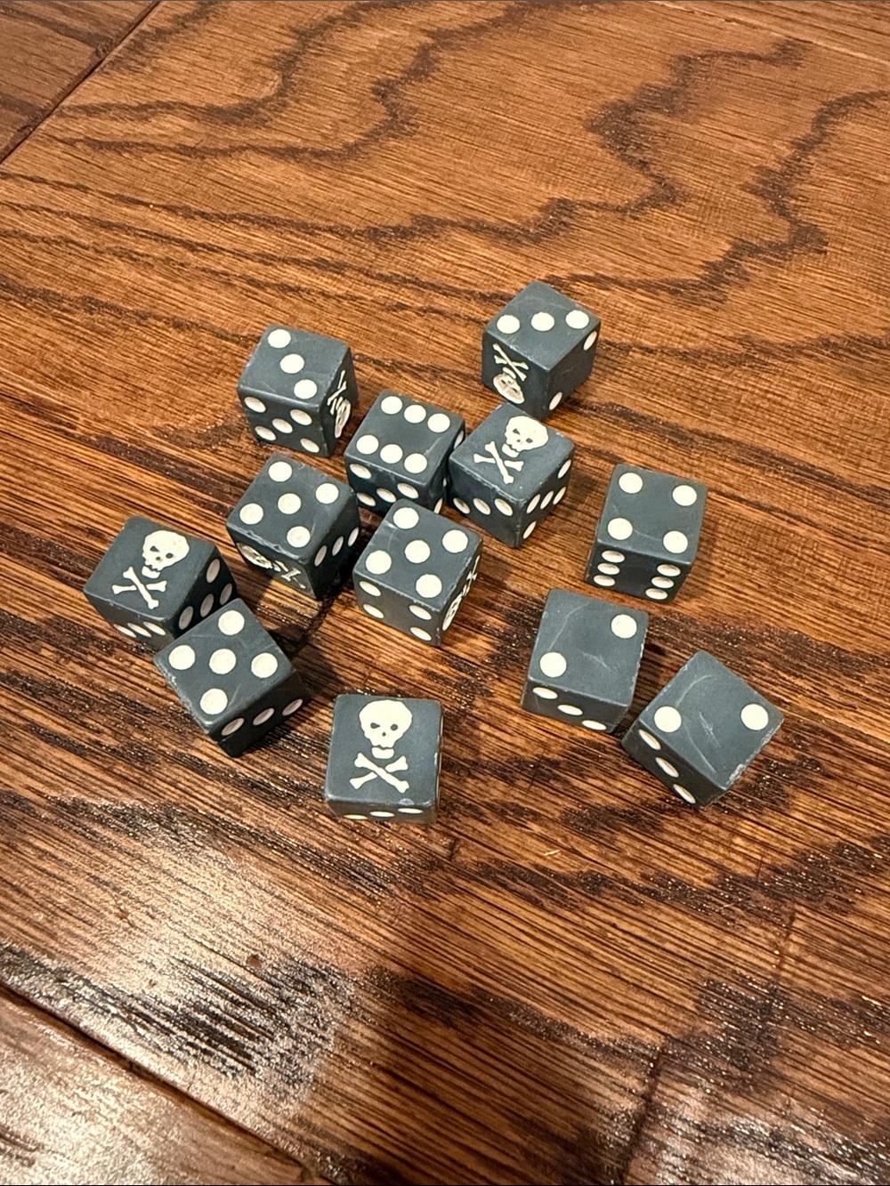 Skull & Crossbones Gray Dice - set of 12